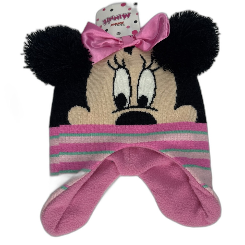 Disney Junior Minnie Mouse Pink‎ and Black Winter Hat Size Toddler